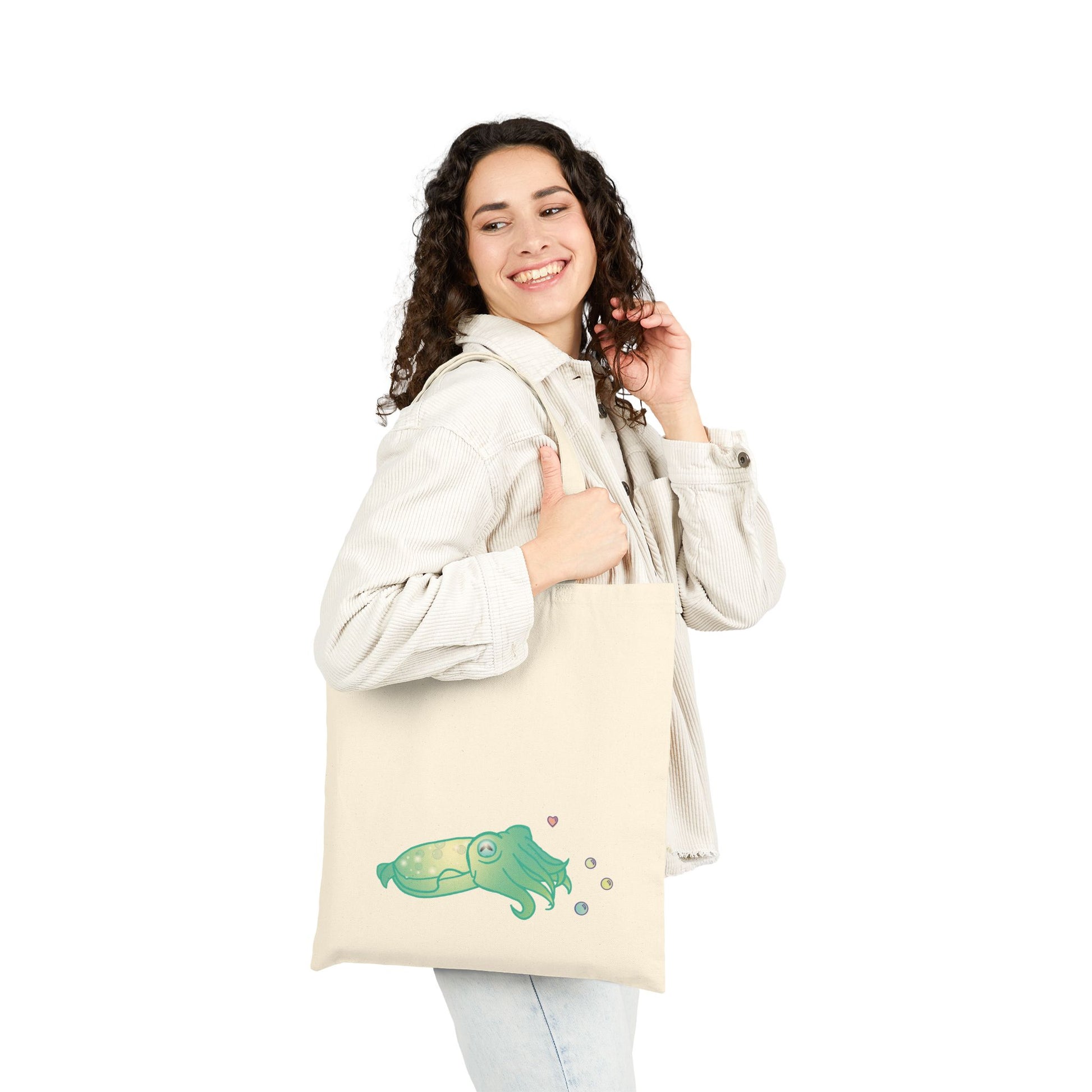 Whimsical Cuttlefish Cotton Canvas Tote Bag