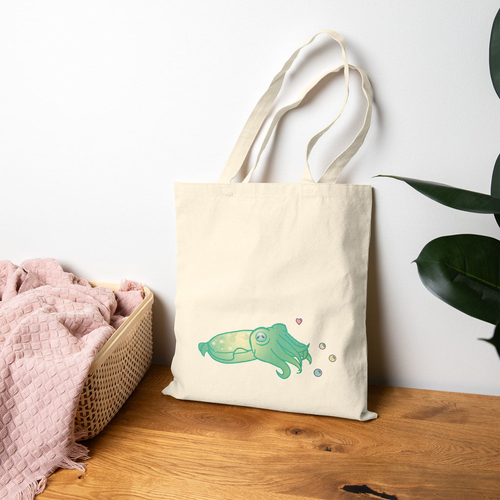 Whimsical Cuttlefish Cotton Canvas Tote Bag