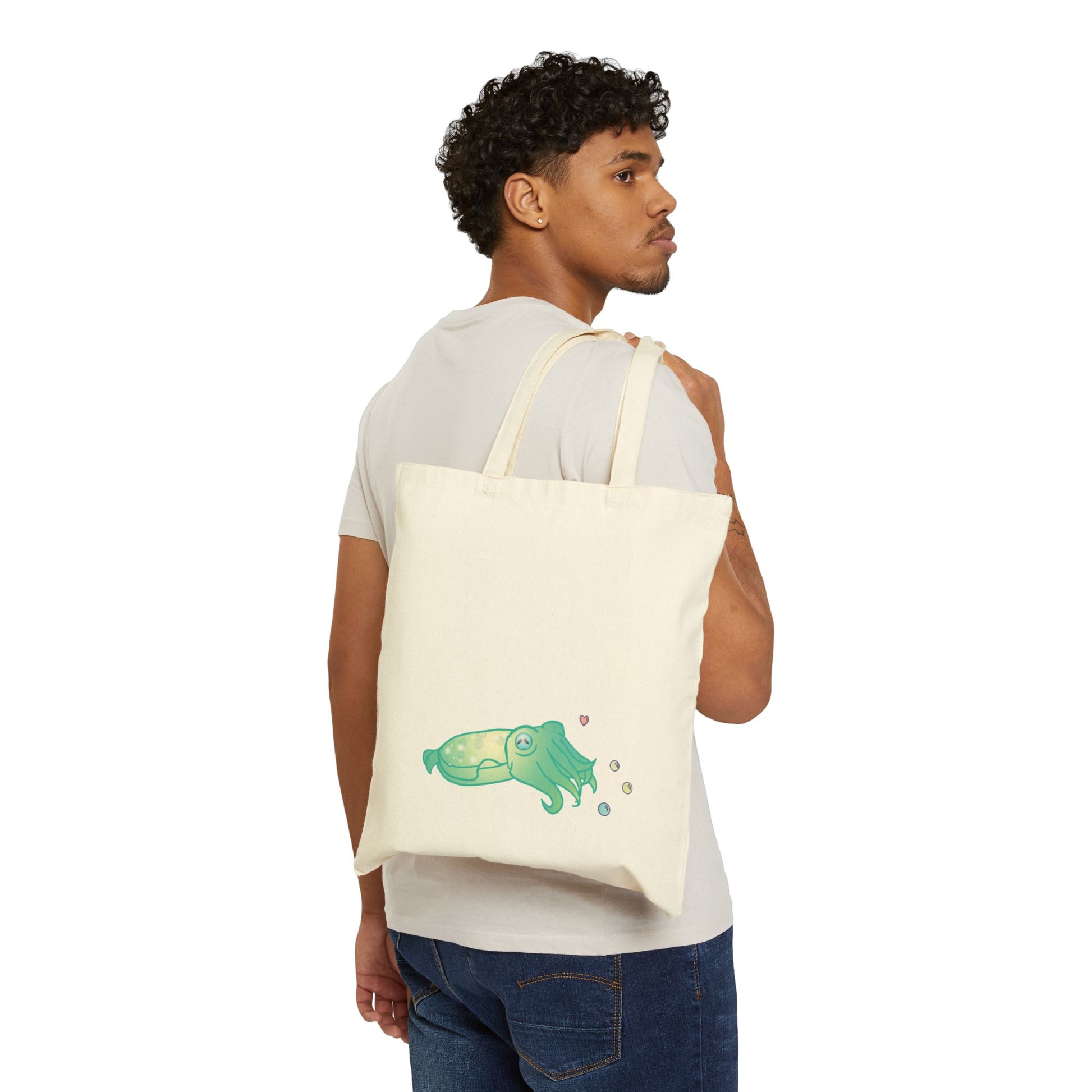 Whimsical Cuttlefish Cotton Canvas Tote Bag