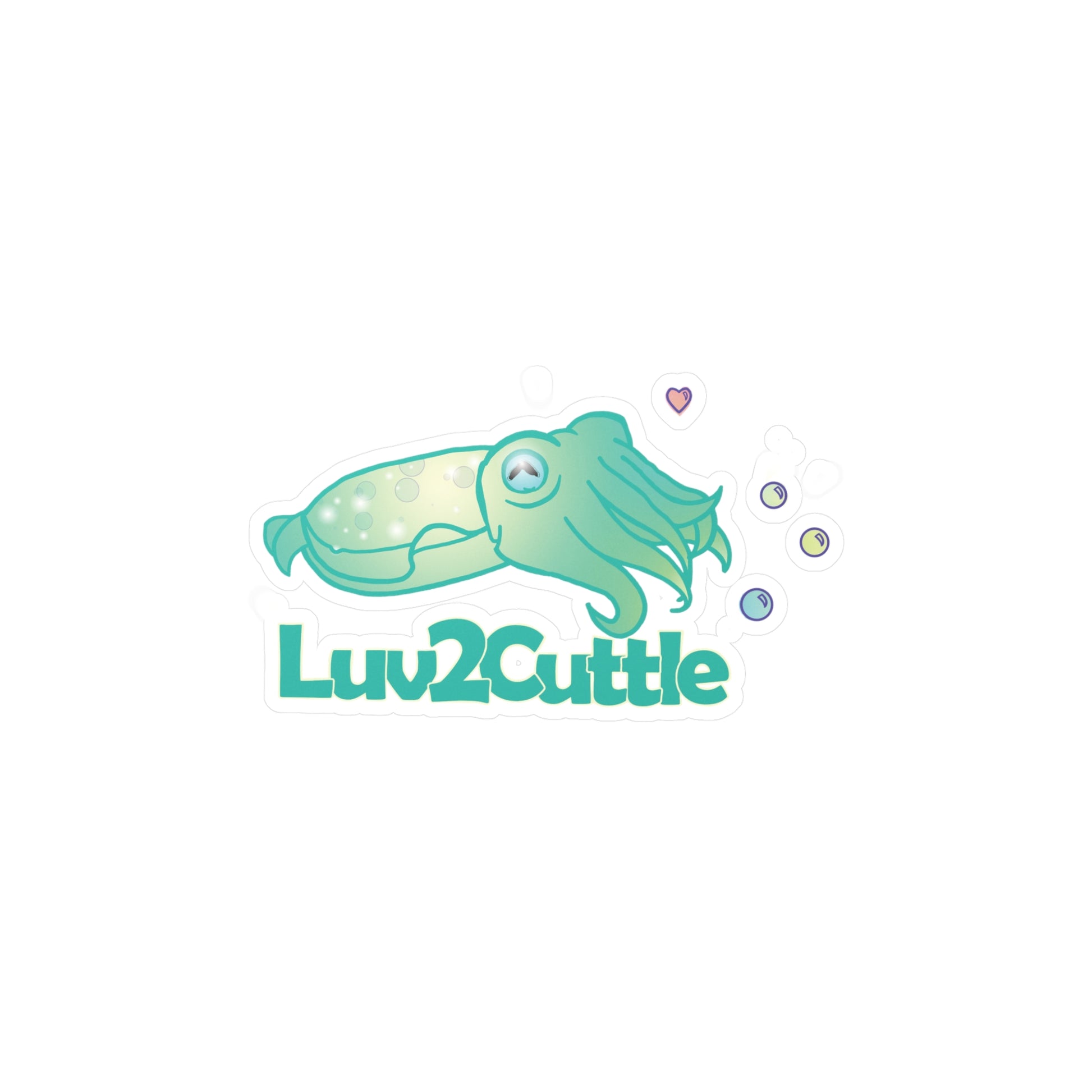 Luv2Cuttle Cuttlefish Sticker — Cute Cartoon Kiss-Cut Vinyl Decal