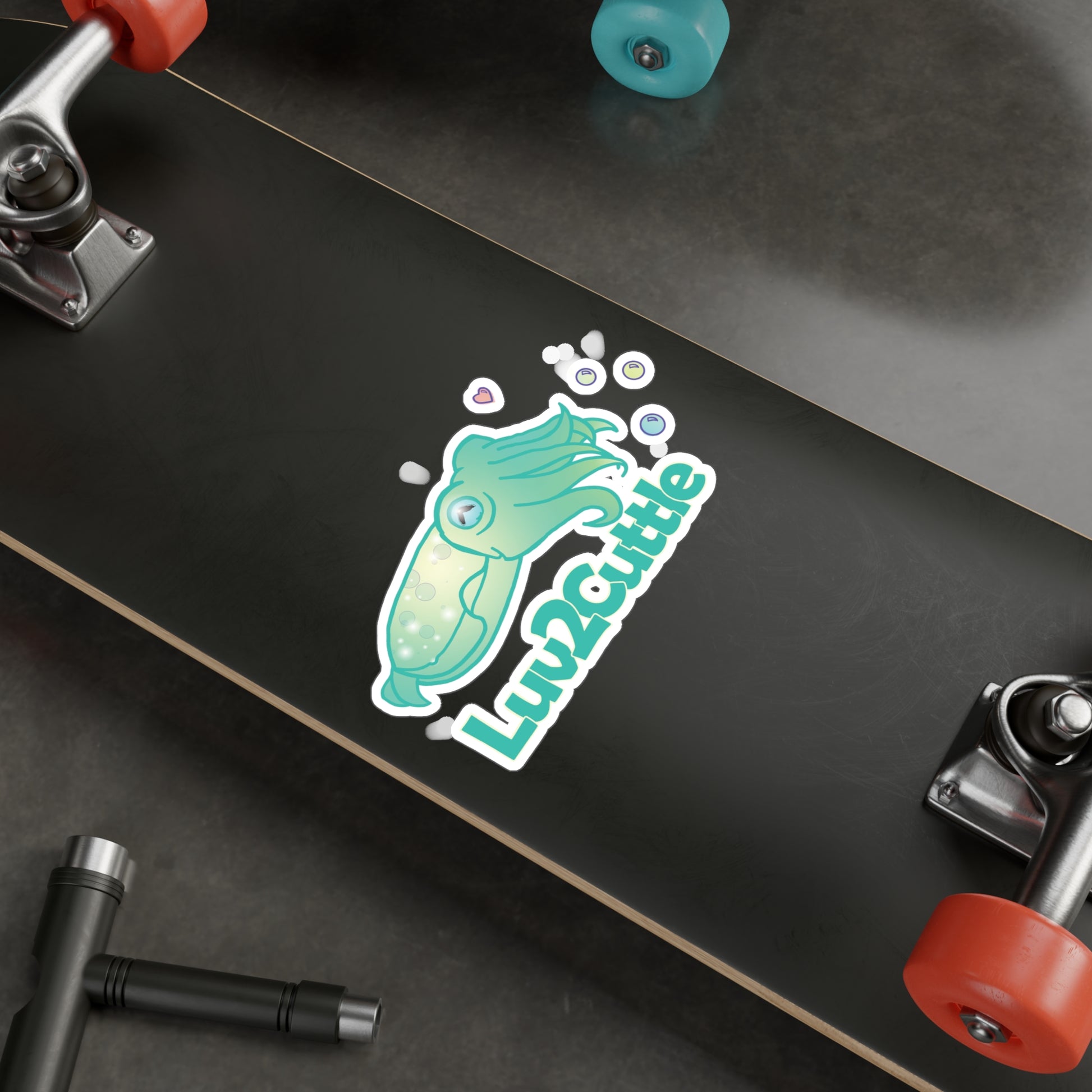 Luv2Cuttle Cuttlefish Sticker — Cute Cartoon Kiss-Cut Vinyl Decal