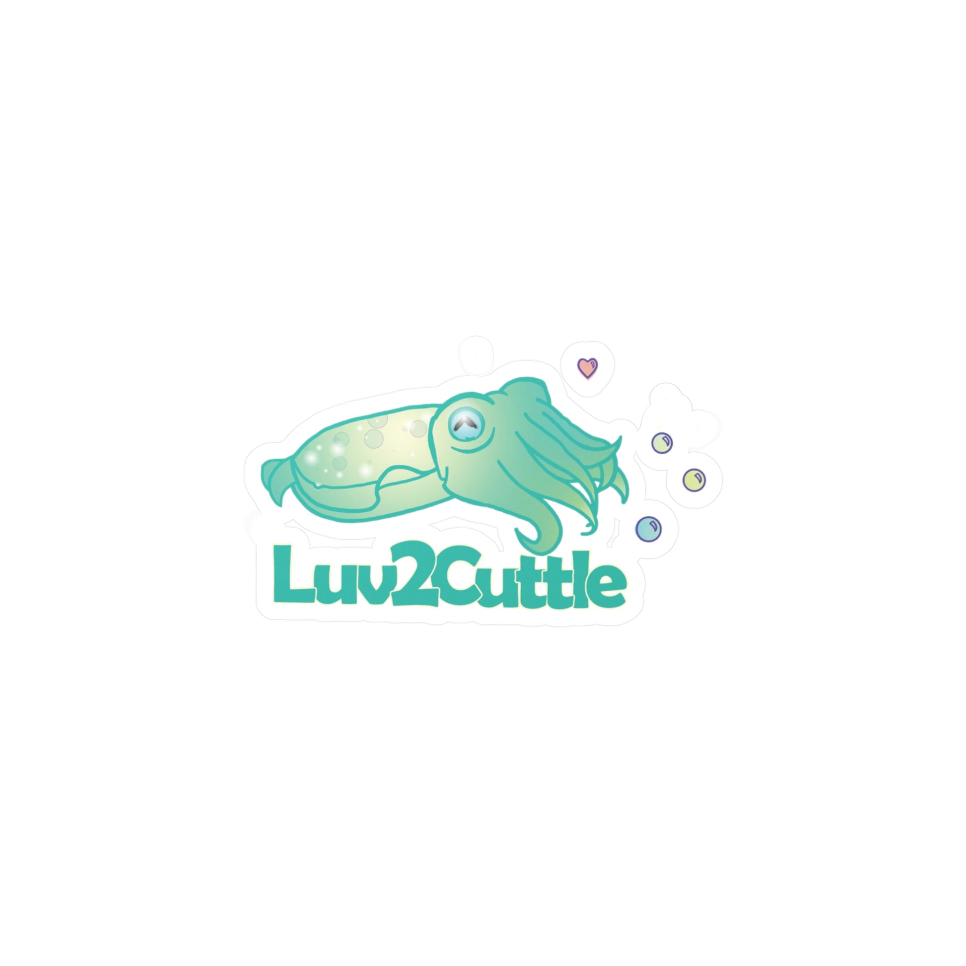 Luv2Cuttle Cuttlefish Sticker — Cute Cartoon Kiss-Cut Vinyl Decal