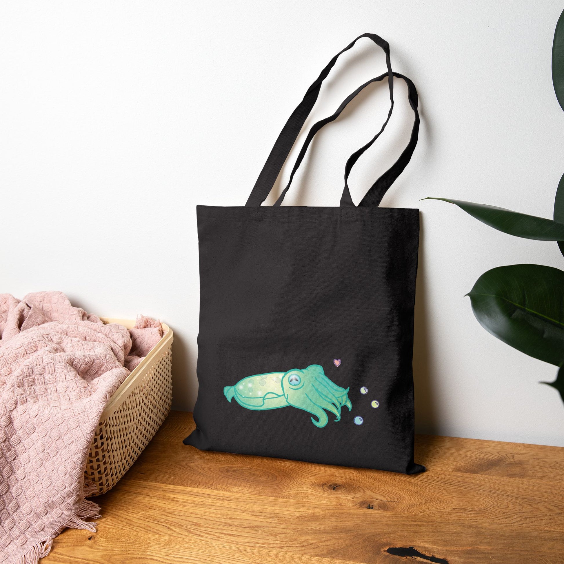 Whimsical Cuttlefish Cotton Canvas Tote Bag