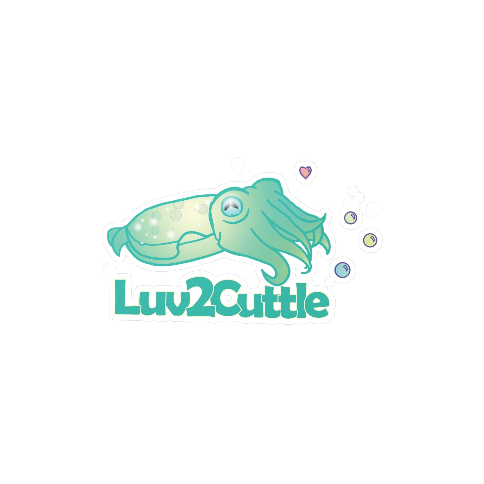 Luv2Cuttle Cuttlefish Sticker — Cute Cartoon Kiss-Cut Vinyl Decal